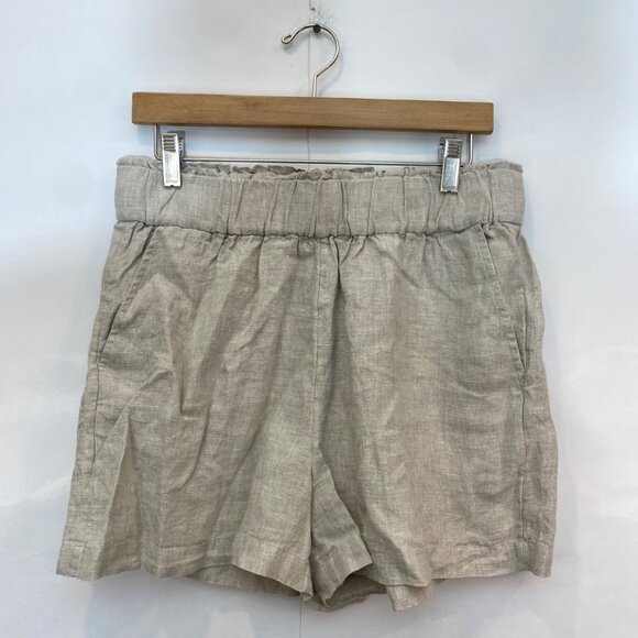 J. Crew Women's Tropez Short Linen Elastic Waist Pockets Size Medium Flax Tan - Picture 3 of 7